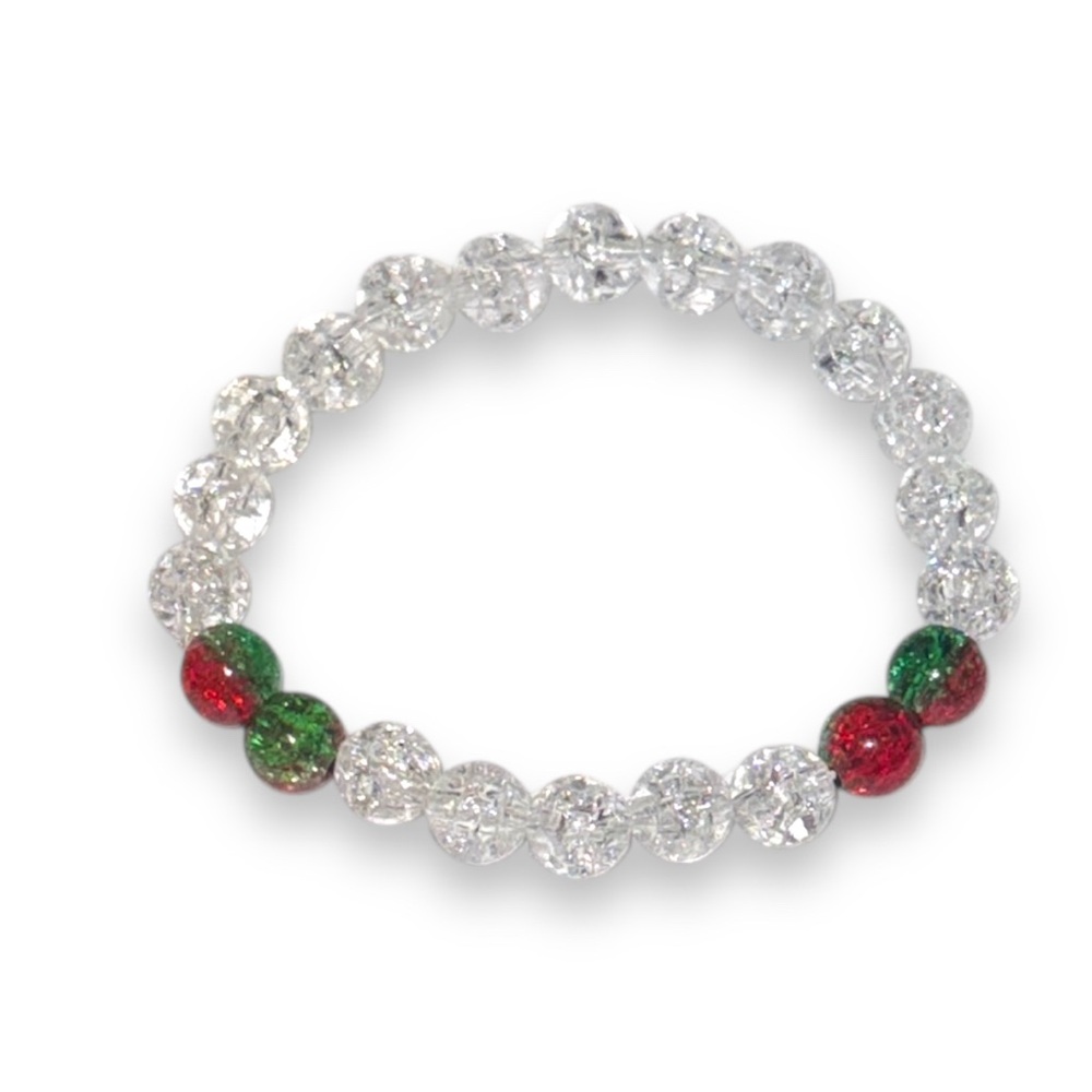 3 FOR $10 HANDCRAFTED Gradient Red Green & White Cracked Bracelet